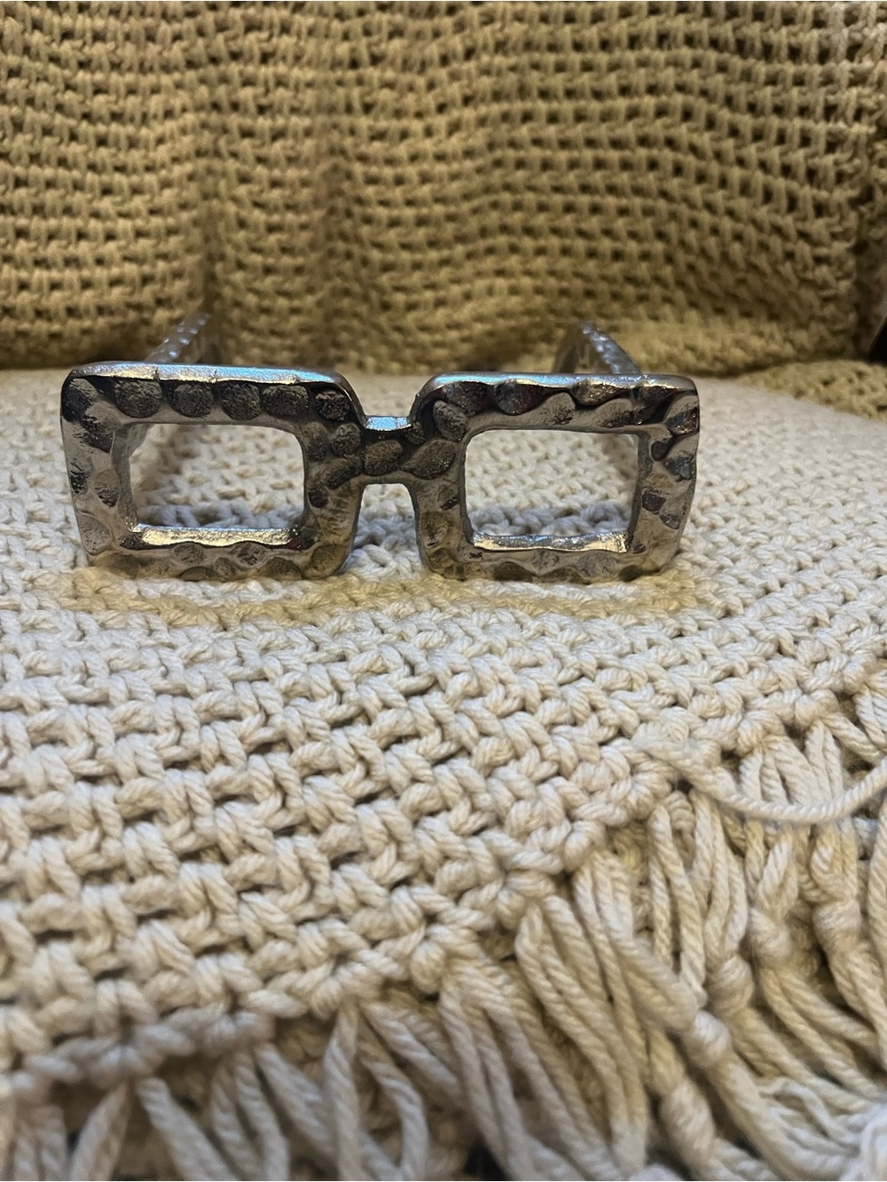 Modern Day Accents Decorative Cast Aluminum Eyeglass Sculpture- Silver